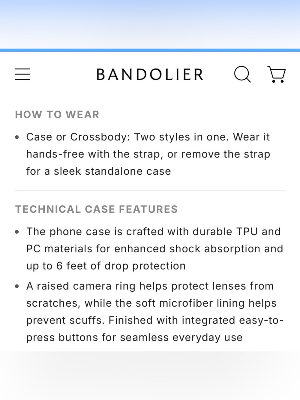 Bandolier Black Crossbody Phone Case Gold Hardware Card Pocket 14 PRO Hailey - Picture 7 of 8